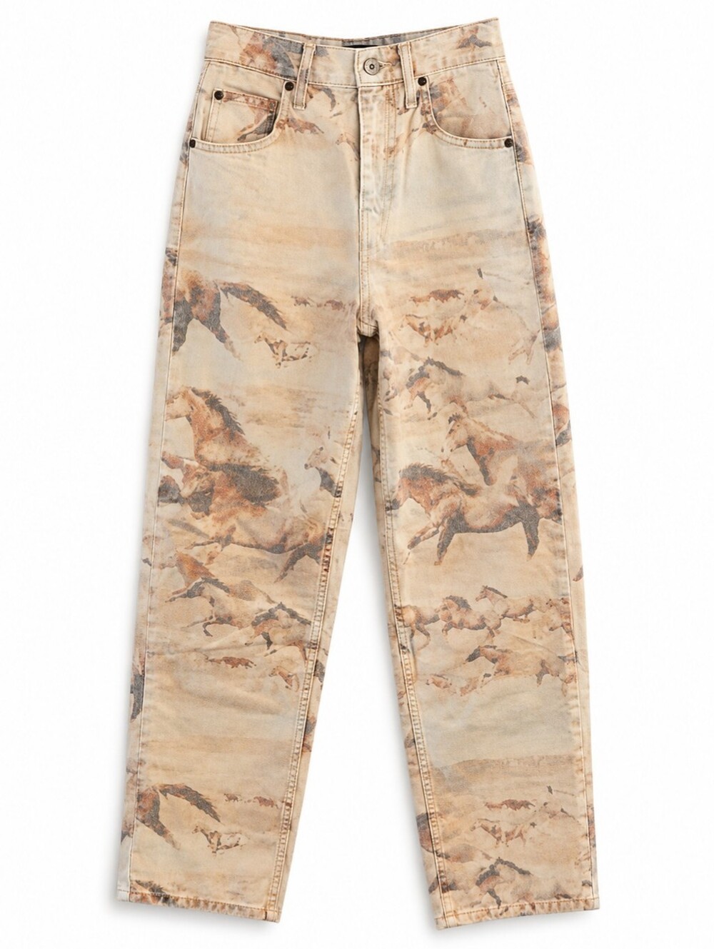 BDG Running Horses Print High-Rise Baggy Jeans, 24, Desert, Western, Cowgirl